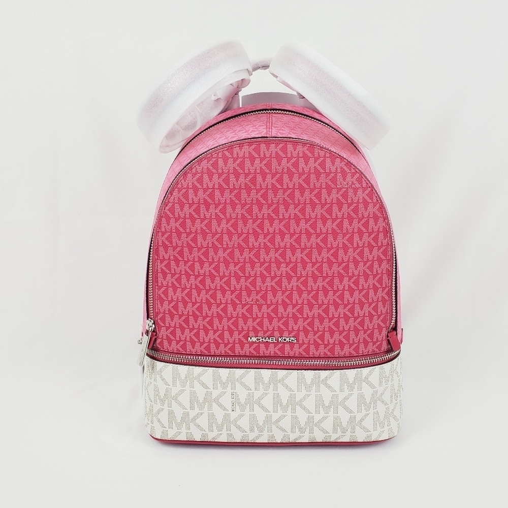 Michael Kors Rhea Medium Color-Block Signature Logo Backpack - Picture 4 of 13